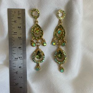 Iridescent green formal earrings